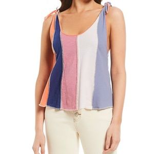Free People Carousel Stripe Tie Shoulder Top